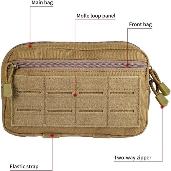 Molle Admin Pouch, EDC Utility Tool Pouch with 1*Tactical Gear Clip and 1*Patch - Picture 4 of 7